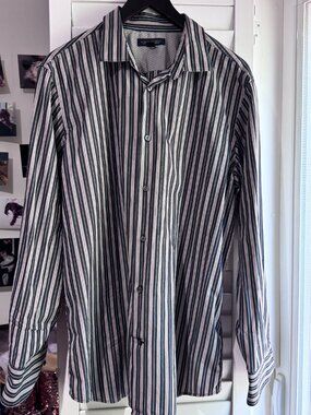 ✨🖤 Banana Republic Men's French Cuff Dress Shirt | Size 17–17½ |  Elegance 🖤✨